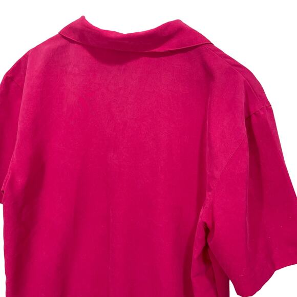 Vintage 90s Teddi Pink Embroidered Button-Up Collared Short Sleeve Top Cottage - Picture 6 of 8